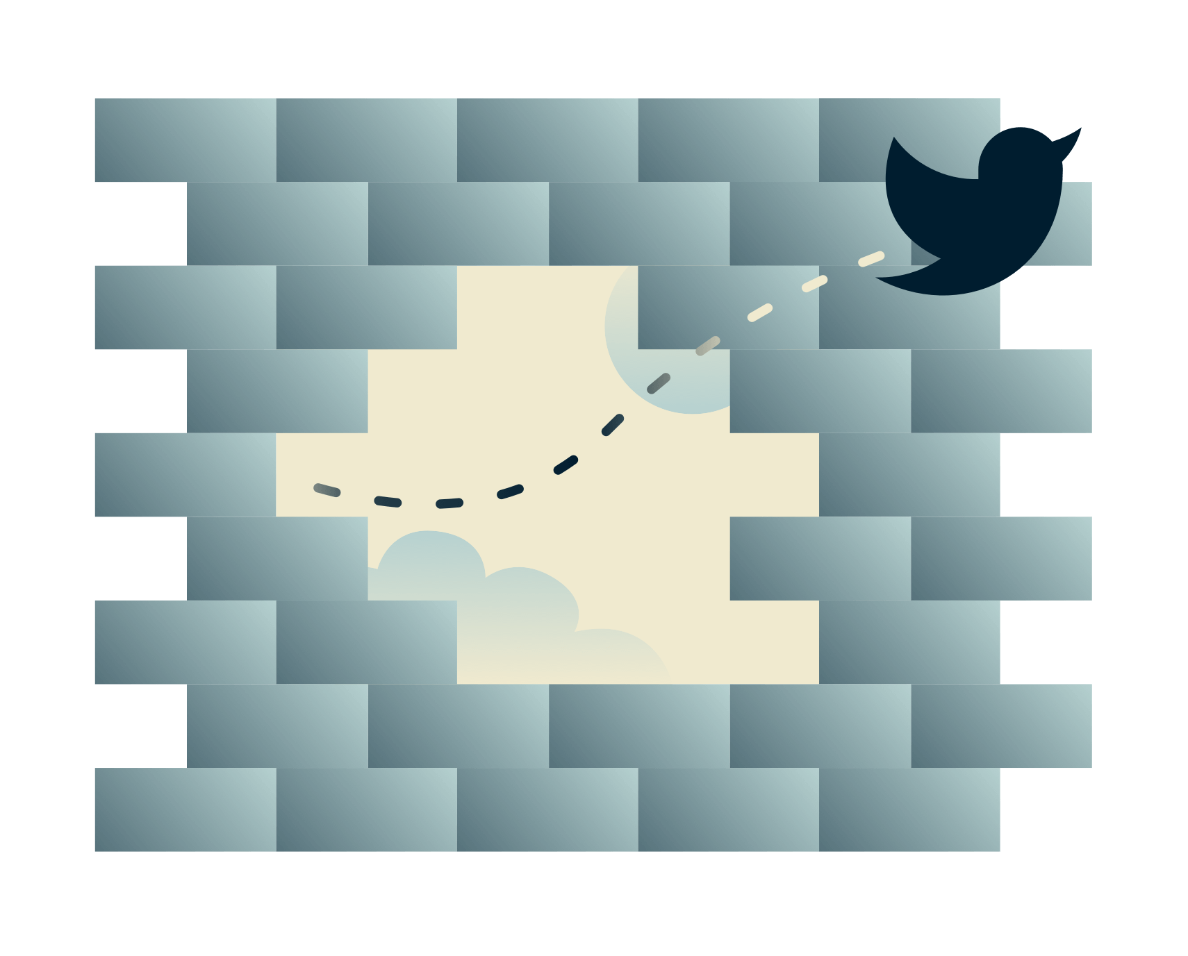 Twitterの鳥がファイアウォール越しにつぶやく。VPNを使って、どこでもTwitterのブロックを解除することができます。